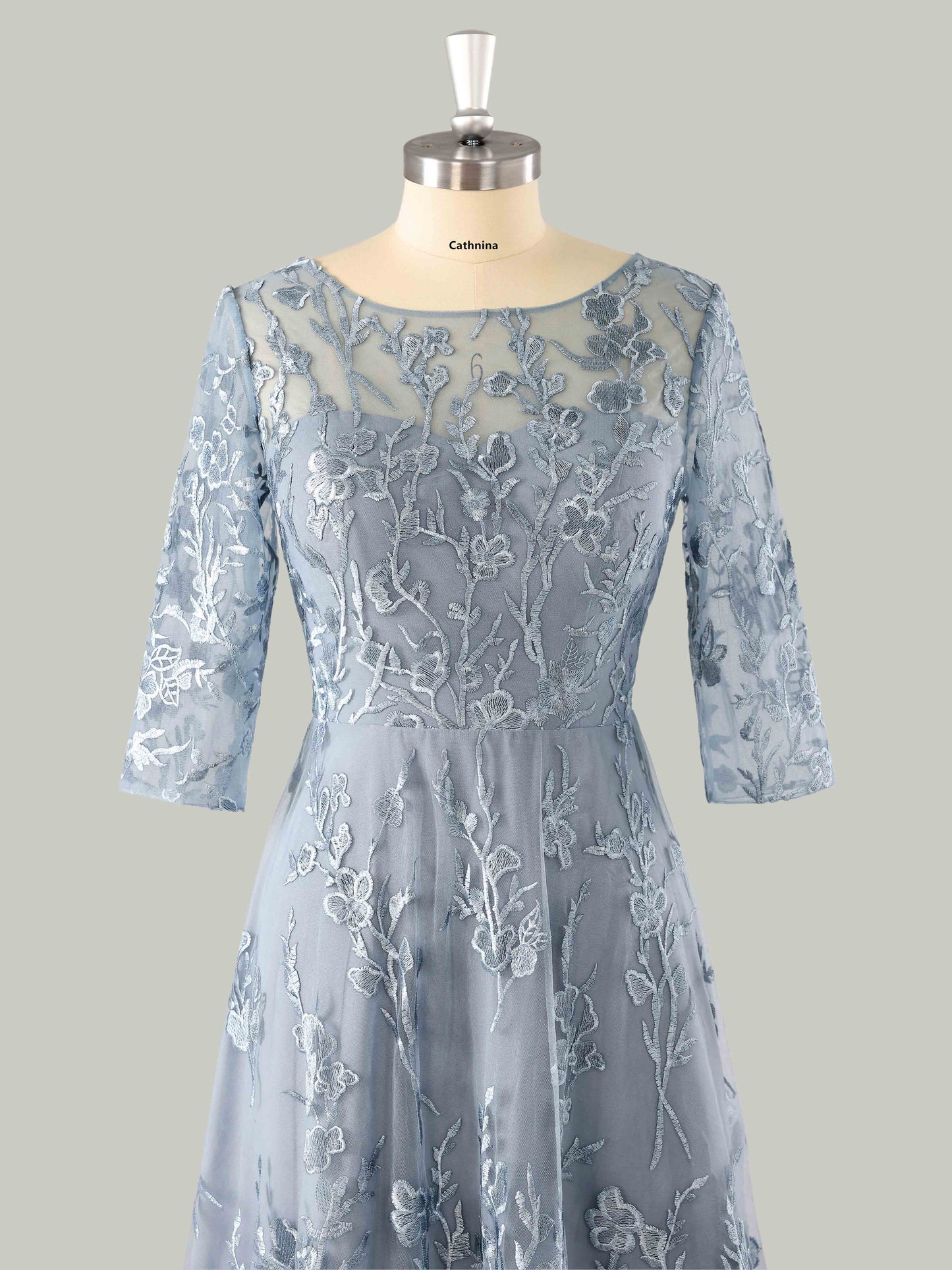 Milor Graceful Illusion Lace Appliqued Mother of the Bride Dresses