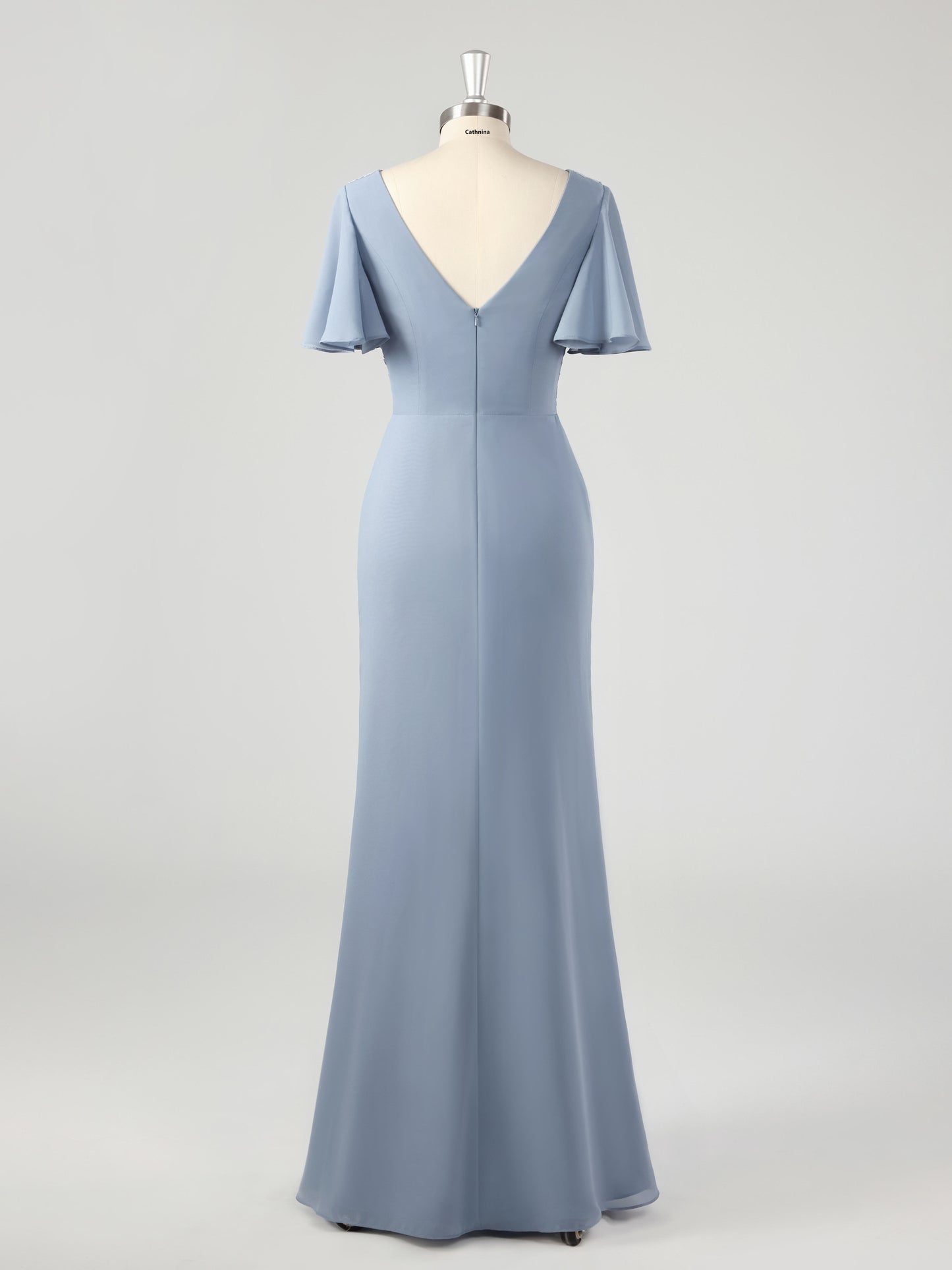 Mioni Elegant V-neck Lace Appliqued Chiffon Mother of the Bride Dresses