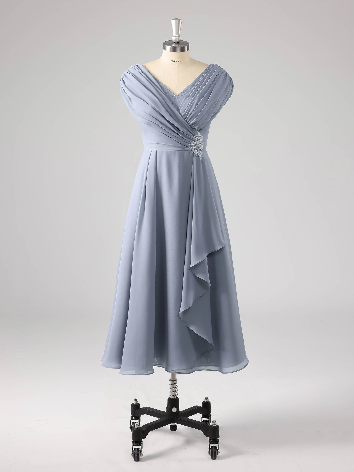 Misel Modern V-Neck Knee Length Mother of the Bride Dresses With Cape