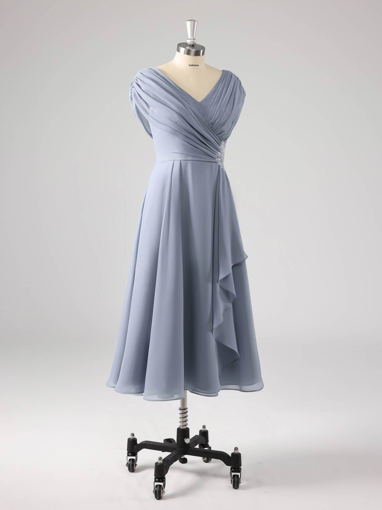 Misel Modern V-Neck Knee Length Mother of the Bride Dresses With Cape