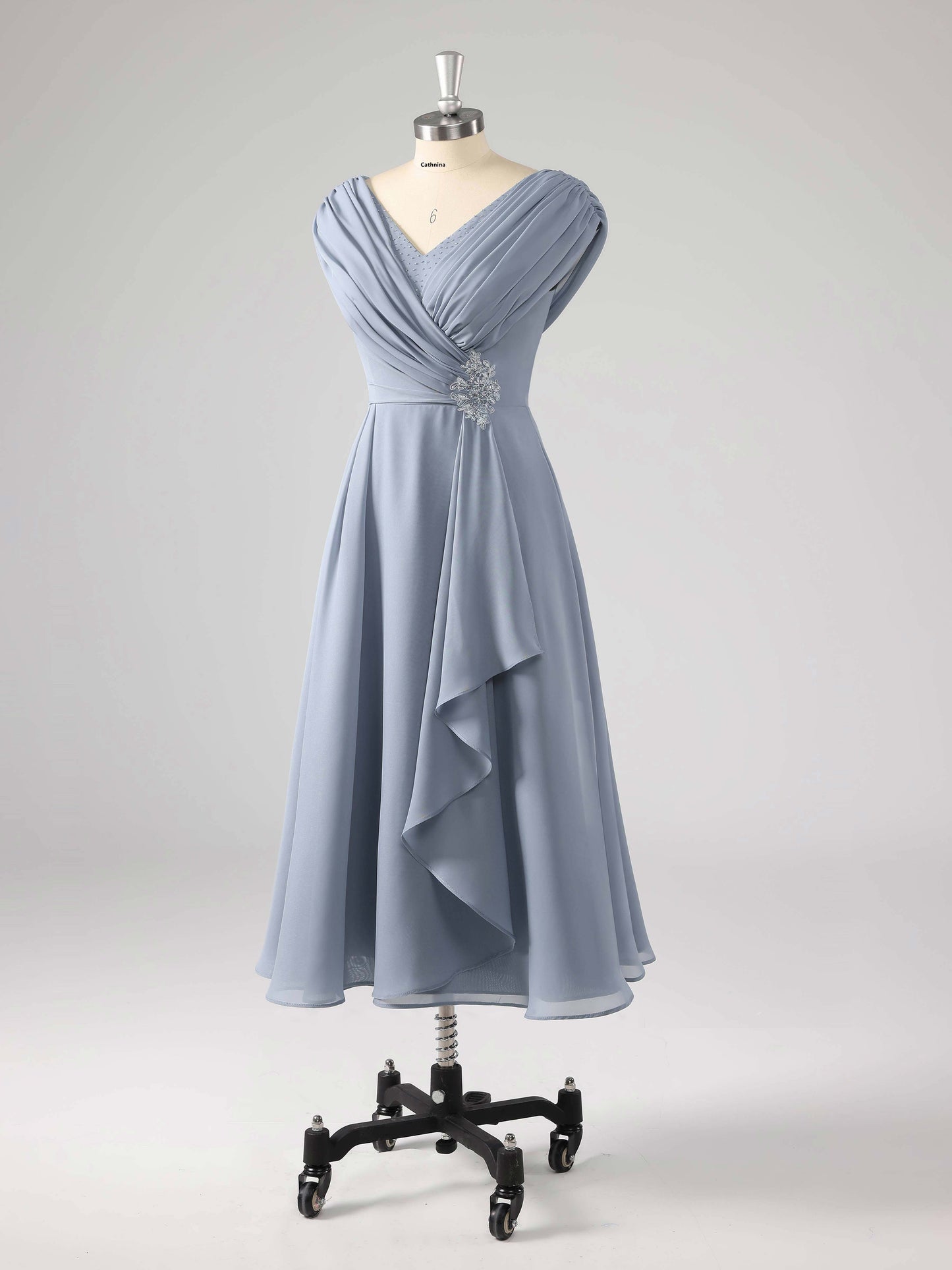 Misel Modern V-Neck Knee Length Mother of the Bride Dresses With Cape