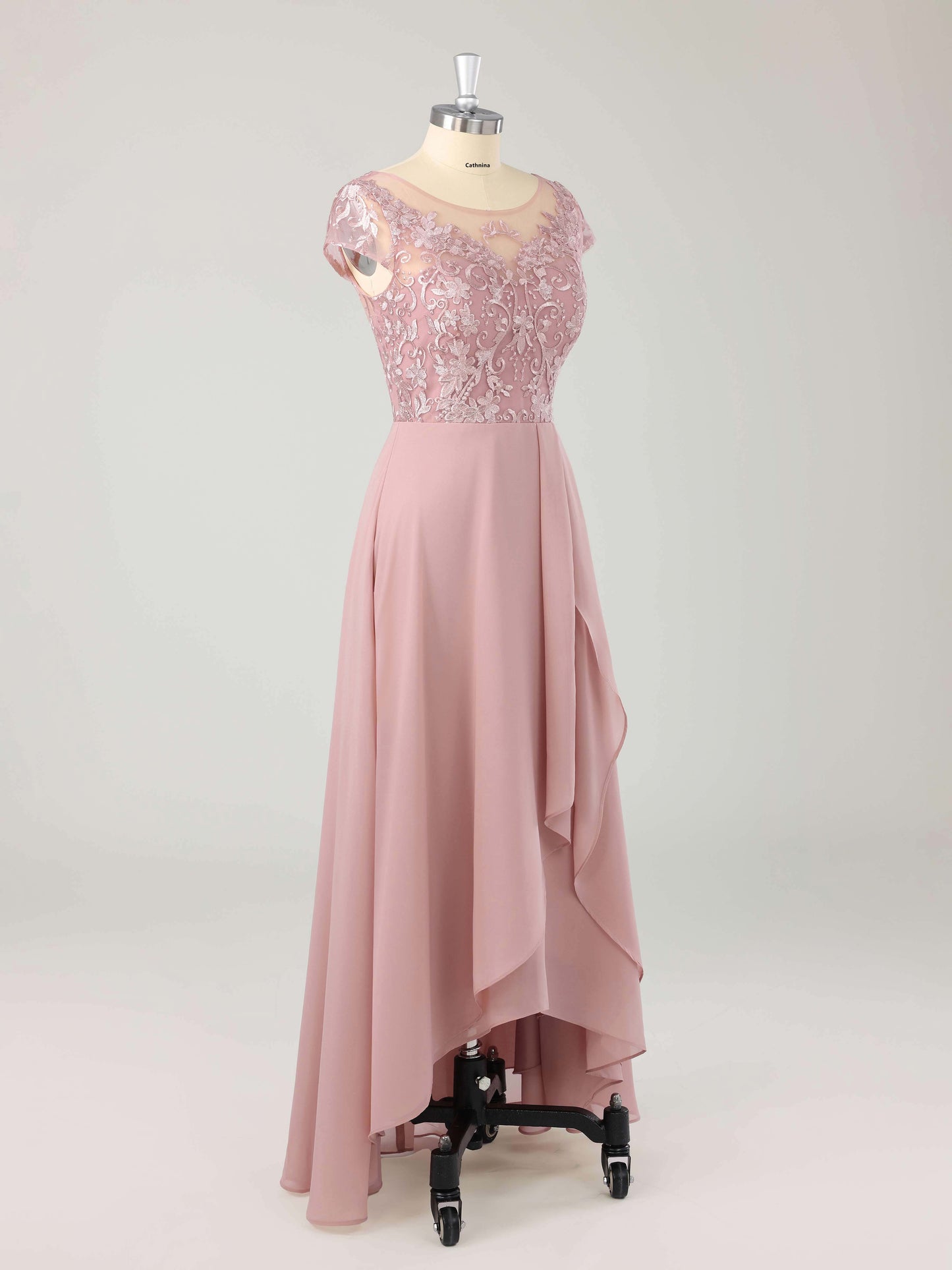Morla Chic Illusion Appliqued Asymmetrical Mother of the Bride Dresses