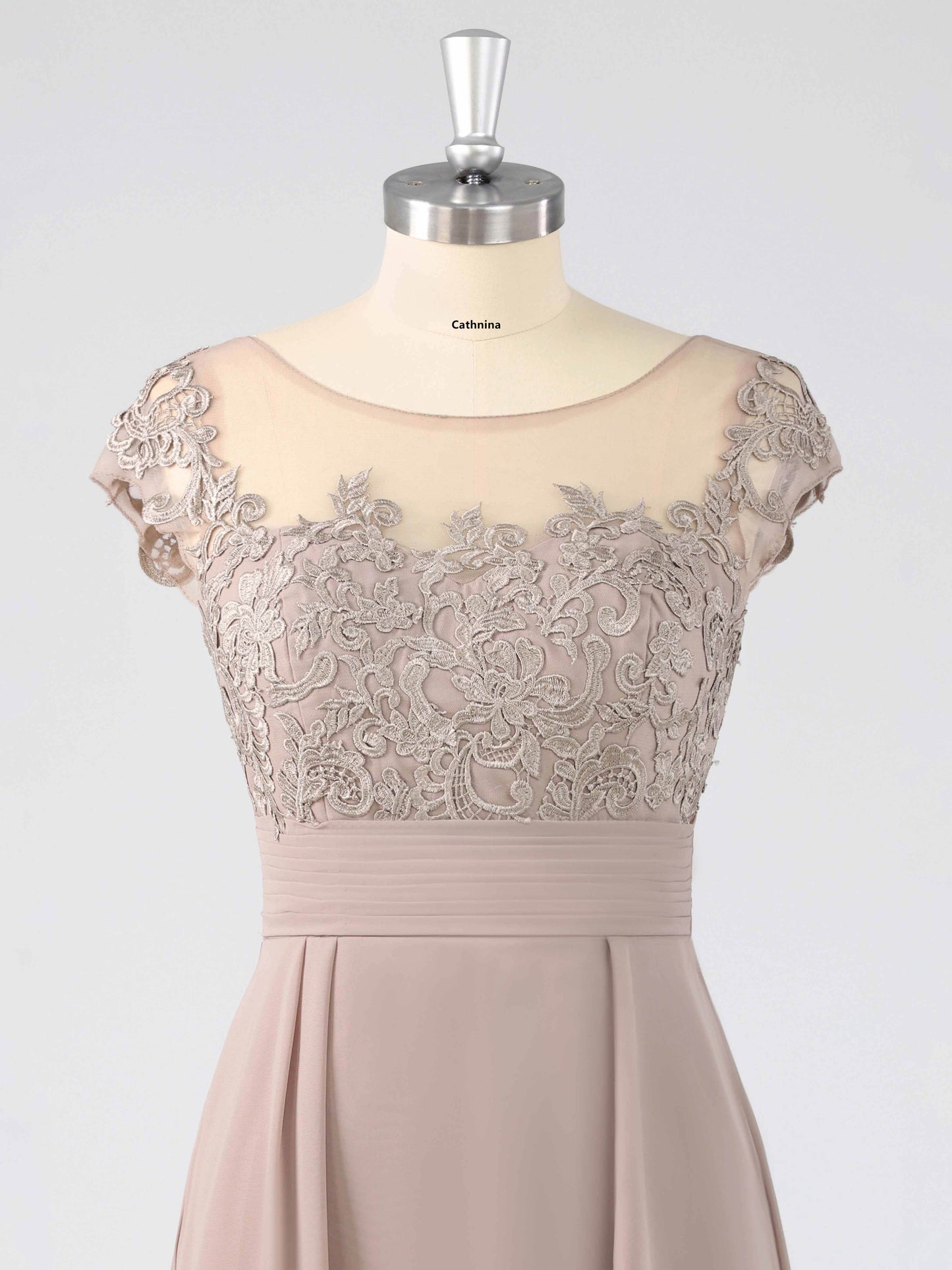Murea Delicate Illusion Appliqued Tea Length Mother of the Bride Dresses