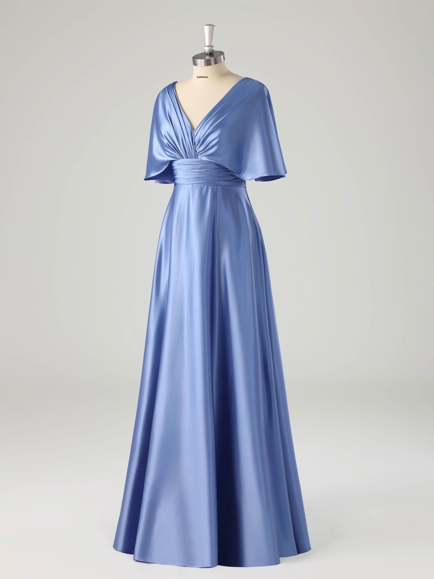 Mylin Modern V-neck Ruched Mother of the Bride Dresses with Cape