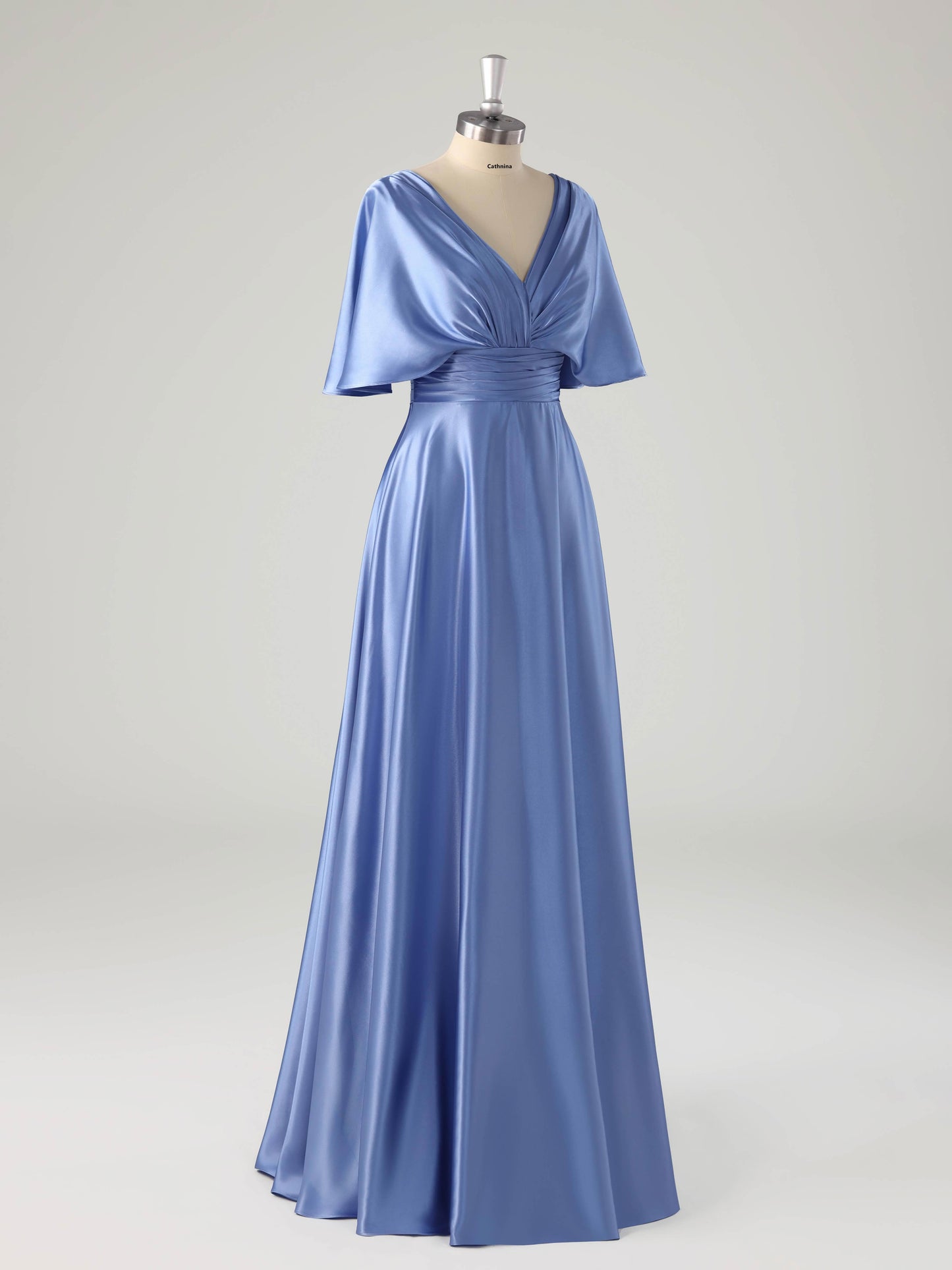 Mylin Modern V-neck Ruched Mother of the Bride Dresses with Cape