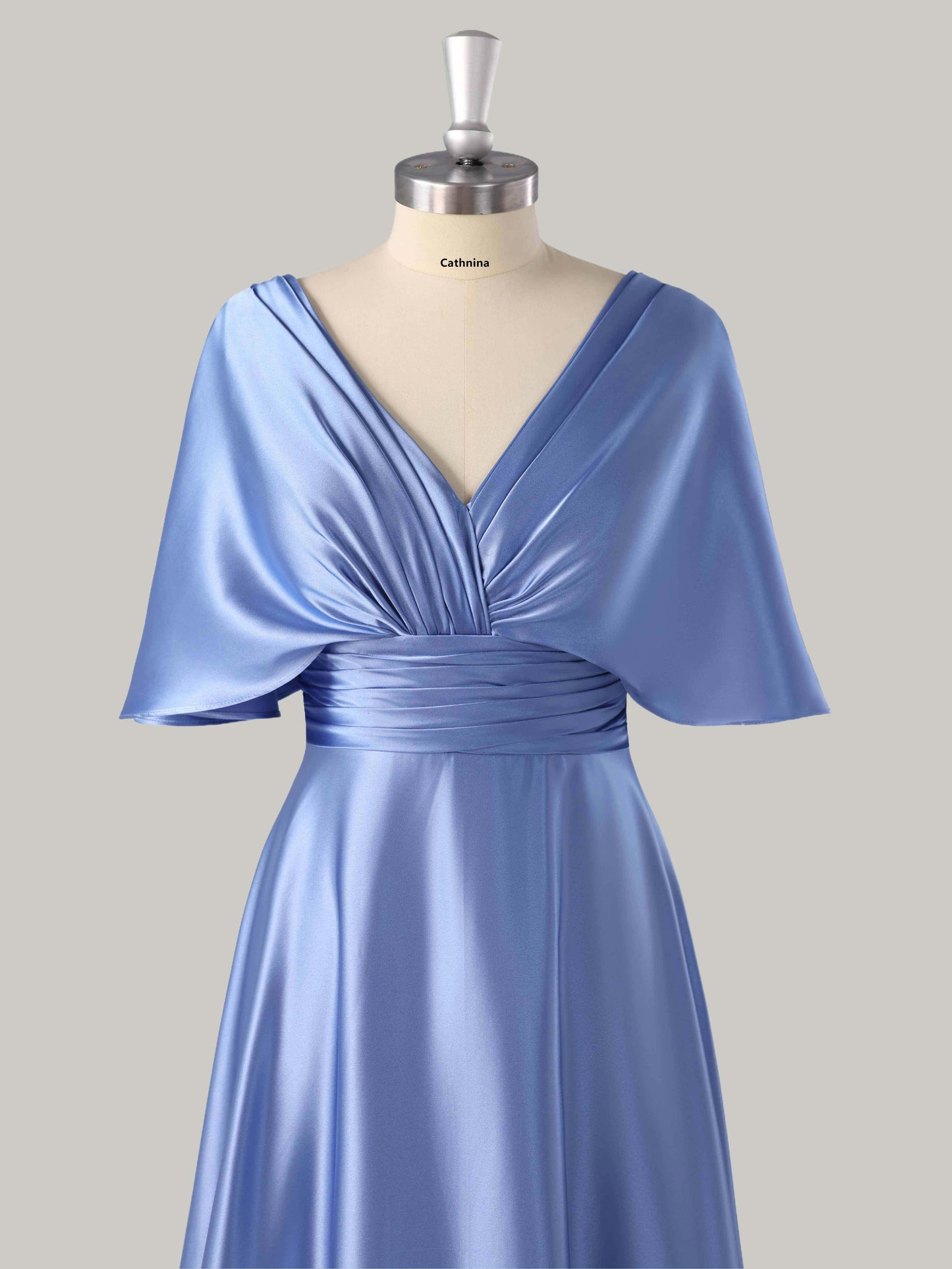 Mylin Modern V-neck Ruched Mother of the Bride Dresses with Cape