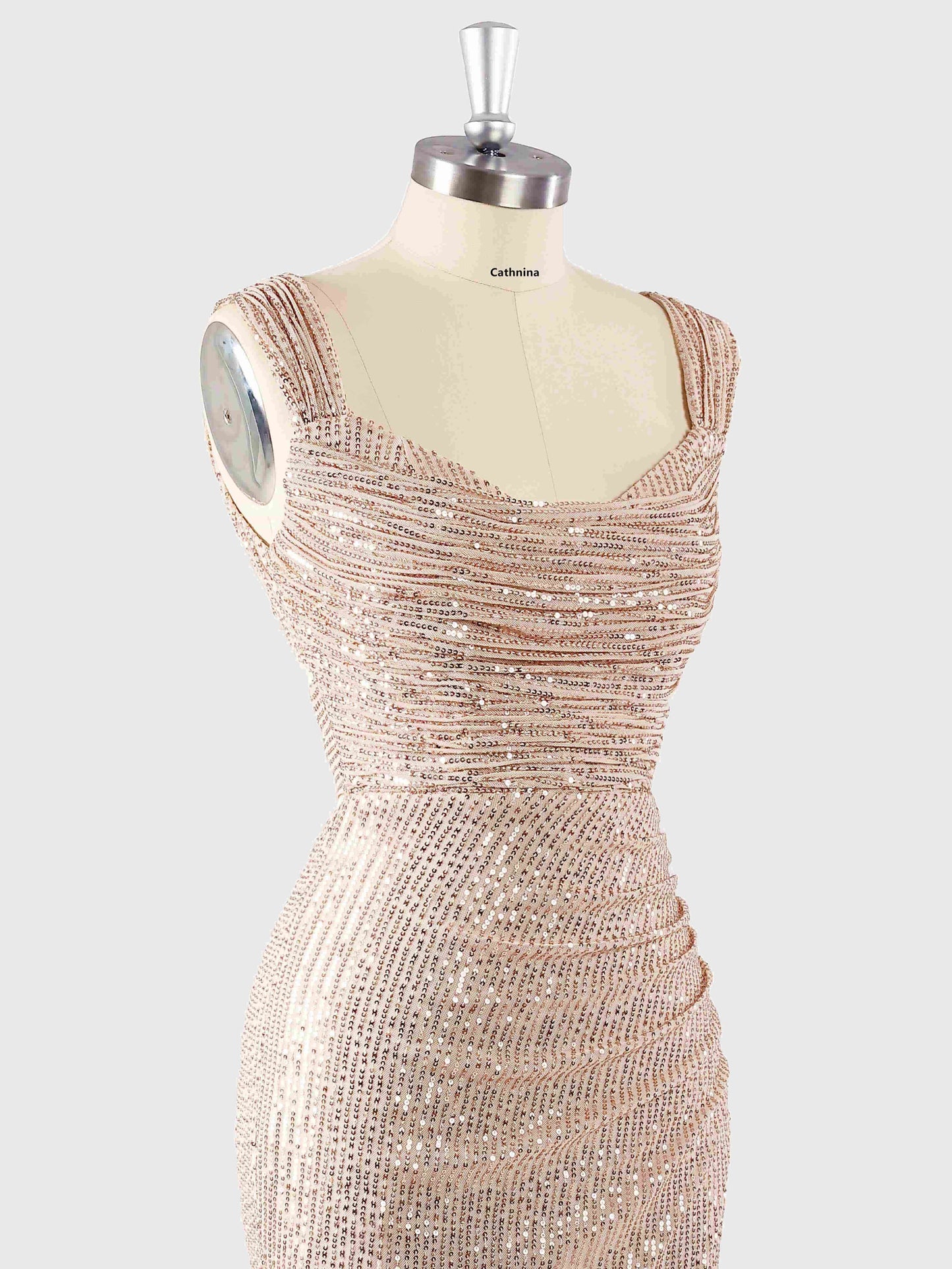 Venus Chic Square Neck Sequins Prom Dresses with Slit