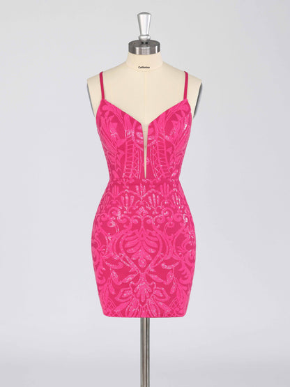 Elira V-Neck Sleeveless Mini Sequin Homecoming Dresses