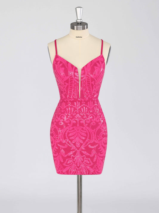 Elira V-Neck Sleeveless Mini Sequin Homecoming Dresses