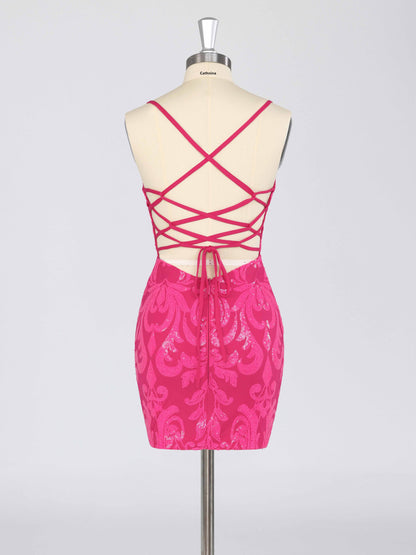 Elira V-Neck Sleeveless Mini Sequin Homecoming Dresses