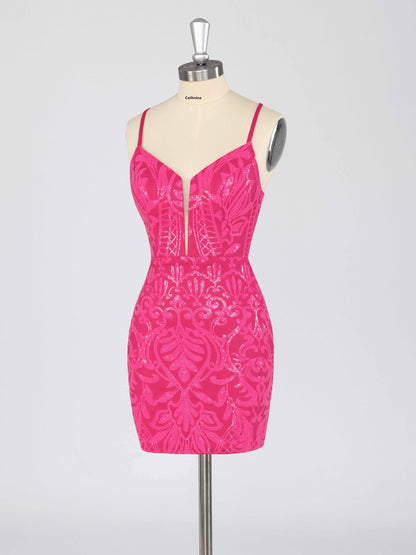 Elira V-Neck Sleeveless Mini Sequin Homecoming Dresses