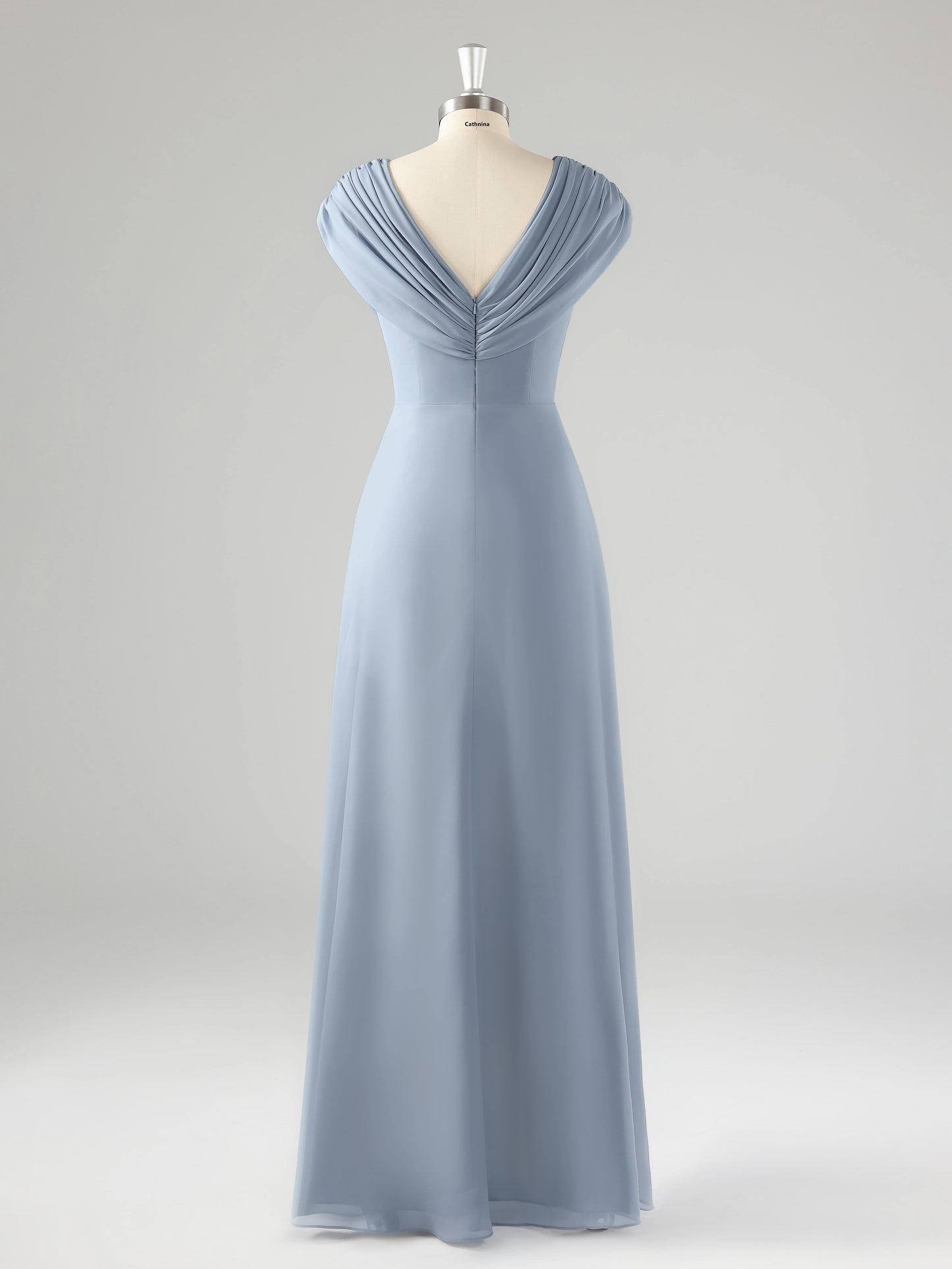 Eveloria Modest V Neck Beaded Ruched Asymmetrical Chiffon Mother Of The Bride Dresses UK