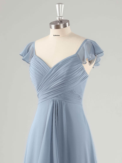 Lainey V-Neck A-line Floor Length Bridesmaid Dresses with Slit