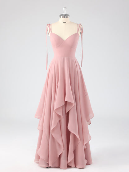 Lamel Chic V-neck Ruffles A-line Chiffon Bridesmaid Dresses