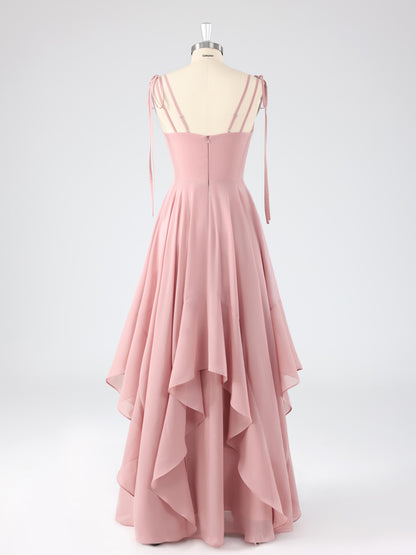Lamel Chic V-neck Ruffles A-line Chiffon Bridesmaid Dresses