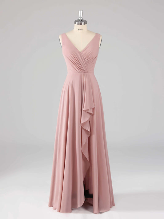 Lareina Trendy A-line Sleeveless Asymmetrical Bridesmaid Dresses