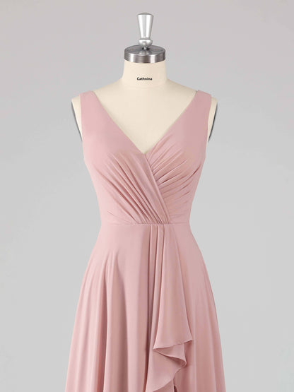 Lareina Trendy A-line Sleeveless Asymmetrical Bridesmaid Dresses