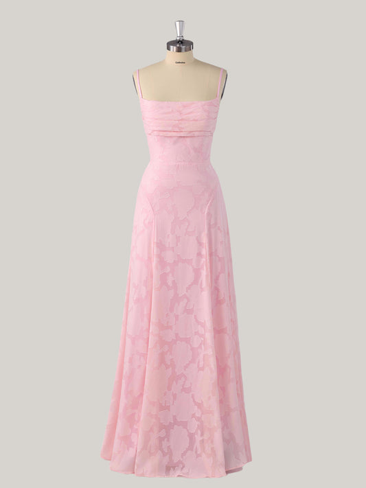 Larel Delicate A-Line Spaghetti Straps Floral Lace Bridesmaid Dress