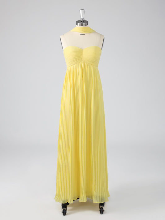 Leron Simple Sweetheart Pleated Lace Up Chiffon Bridesmaid Dresses