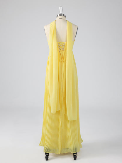 Leron Simple Sweetheart Pleated Lace Up Chiffon Bridesmaid Dresses