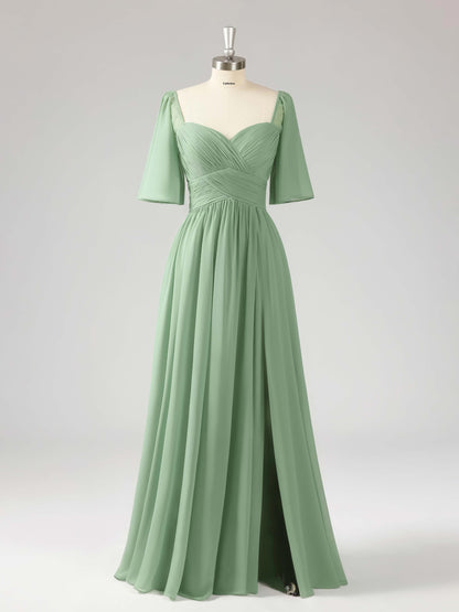 Liven Modern Sweetheart Floor Length  Bridesmaid Dresses with Slit