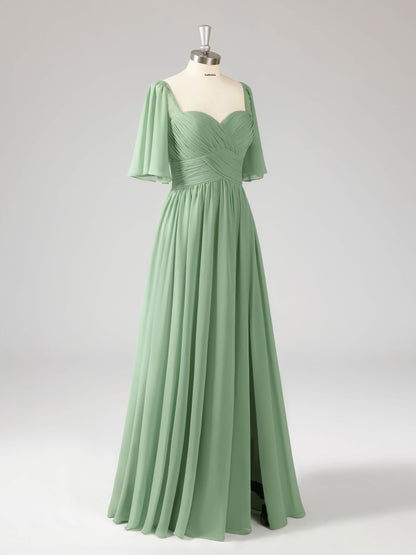 Liven Modern Sweetheart Floor Length  Bridesmaid Dresses with Slit