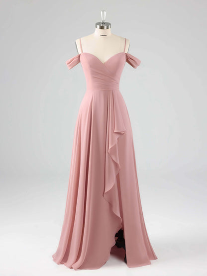 Livia Chic Off-The-Shoulder Ruffles A-line Bridesmaid Dresses
