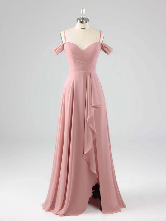 Livia Chic Off-The-Shoulder Ruffles A-line Bridesmaid Dresses