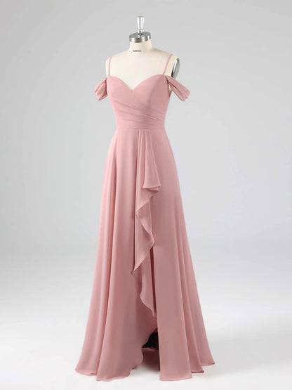 Livia Chic Off-The-Shoulder Ruffles A-line Bridesmaid Dresses