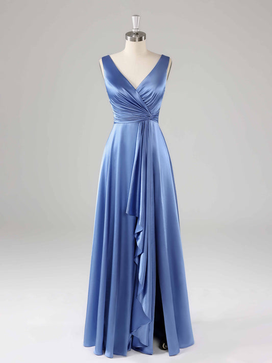 Lolly Chic V-Neck Sleeveless Ruffles A-line Bridesmaid Dresses