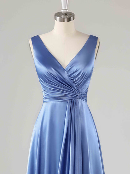 Lolly Chic V-Neck Sleeveless Ruffles A-line Bridesmaid Dresses