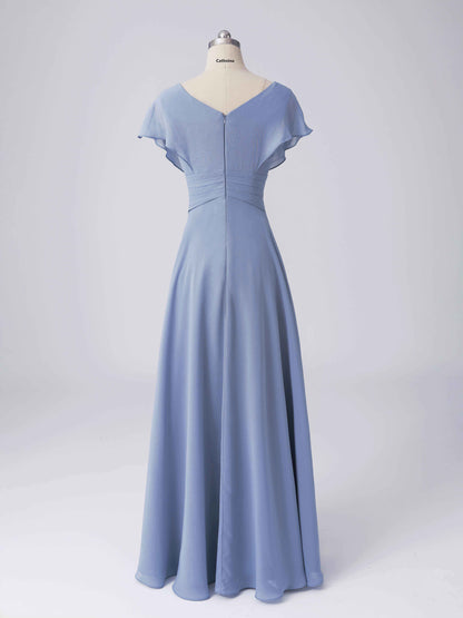 Lorena Simple A-line Ruffles Cap Sleeves Bridesmaid Dresses