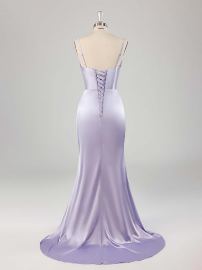 Loretta Sexy Square Long Mermaid Bridesmaid Dresses with Slit