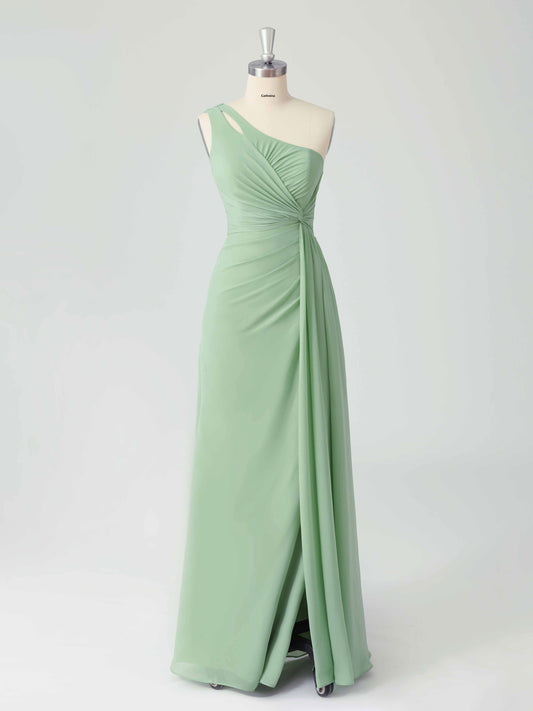 Lorina Chic One Shoulder Long Chiffon Bridesmaid Dresses