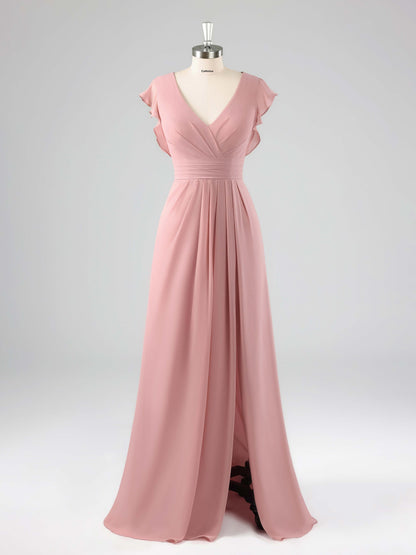 Lucille Modern V-Neck A-line Chiffon Bridesmaid Dresses