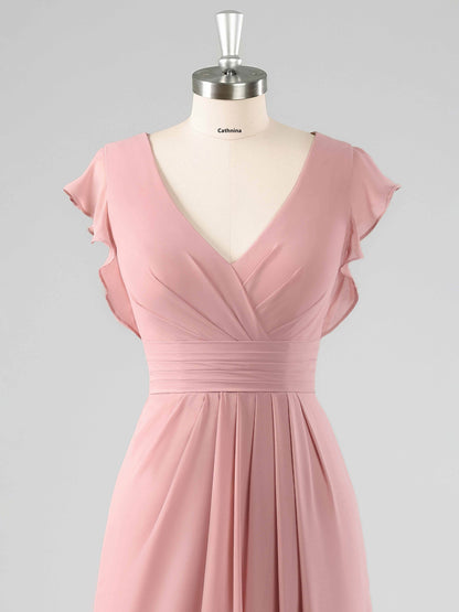 Lucille Modern V-Neck A-line Chiffon Bridesmaid Dresses