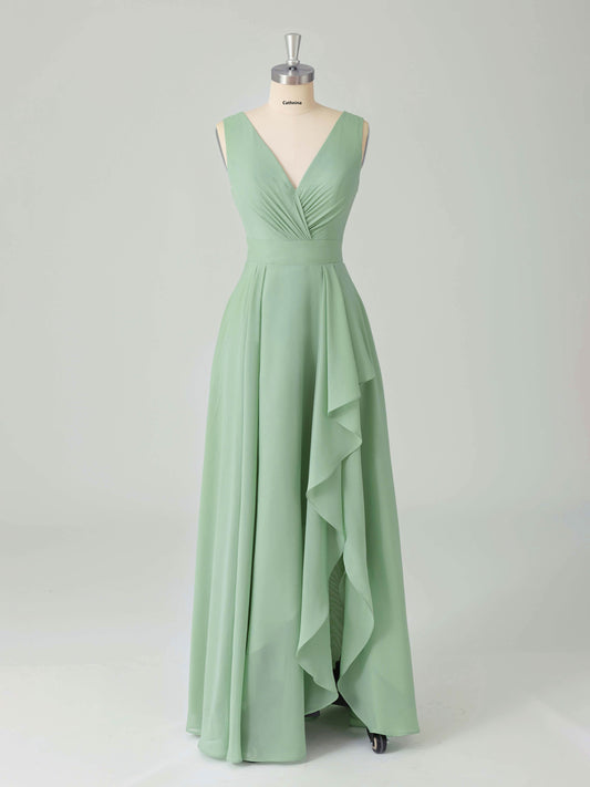 Lucina Charming Sleeveless A-line Bridesmaid Dresses with V Back