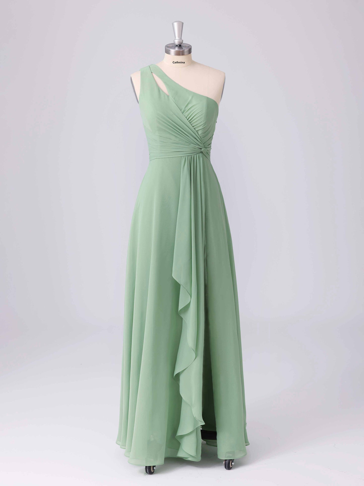 Lunara A-line One Shoulder Ruffles Chiffon Bridesmaid Dresses