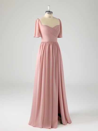 Luray Modest Sweetheart Chiffon Bridesmaid Dresses with Slit