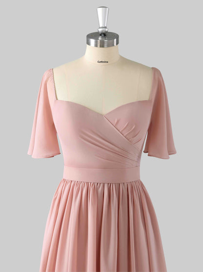 Luray Modest Sweetheart Chiffon Bridesmaid Dresses with Slit