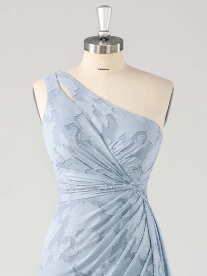 Lyria Chic Floral Lace One Shoulder Sleeveless Bridesmaid Dresses