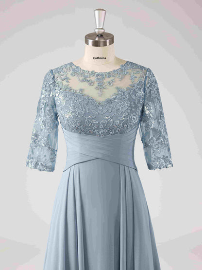 Maisie Illusion Neckline A-line Asymmetrical Dresses with Sequins