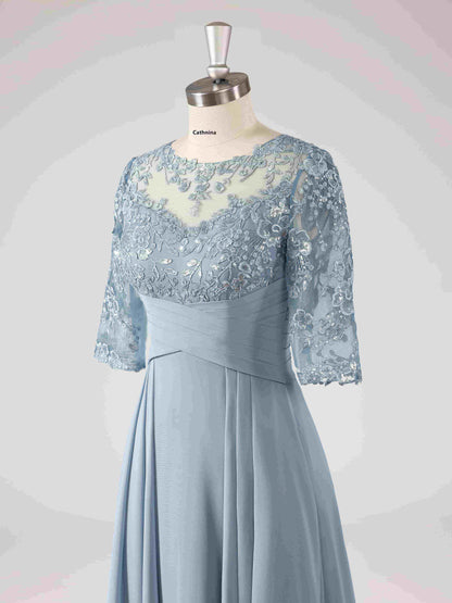 Maisie Illusion Neckline A-line Asymmetrical Dresses with Sequins