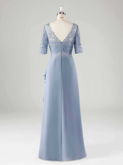 Malia Classy V-Neck Chiffon Mother of the Bride Dresses with Slit