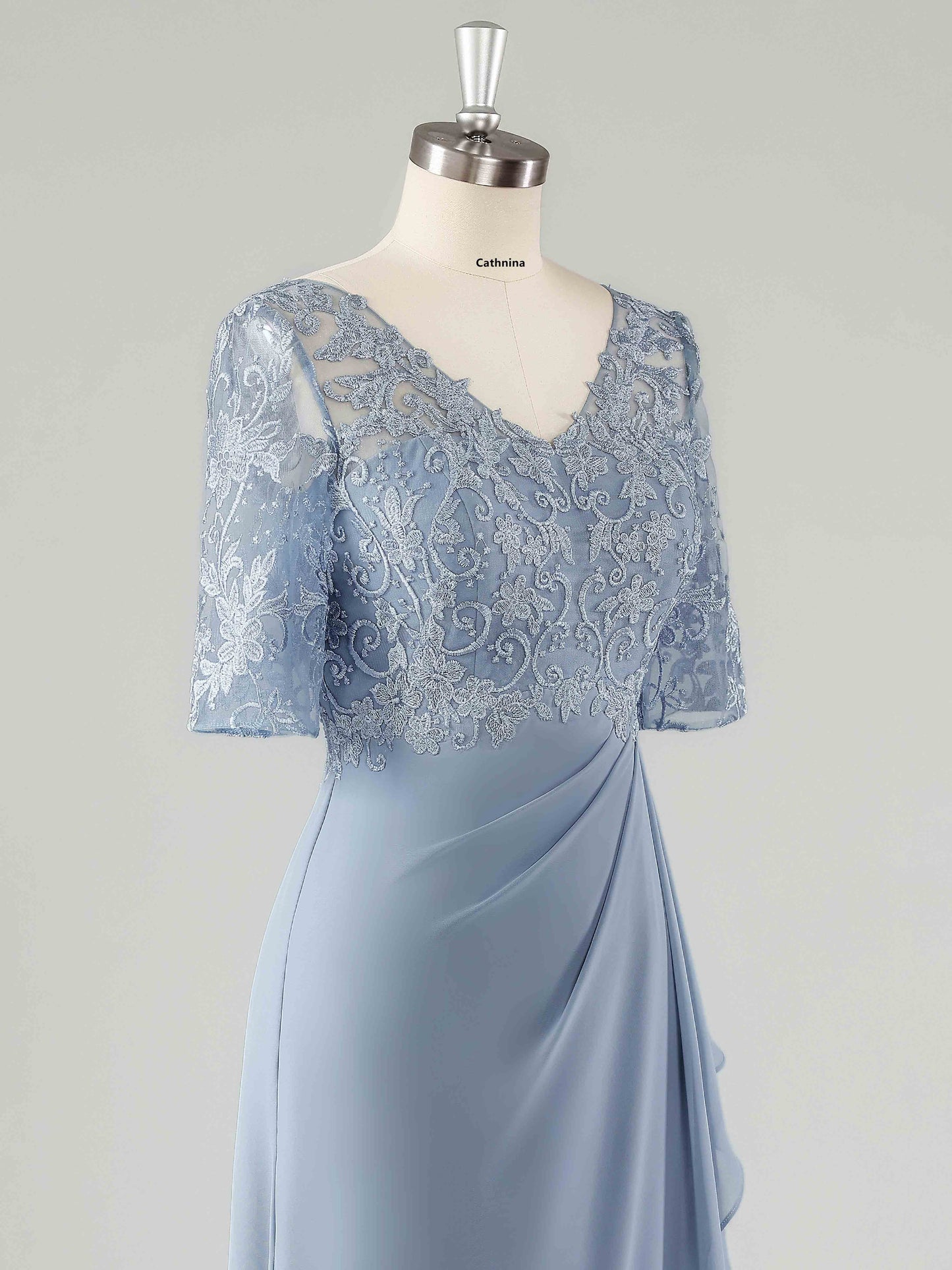 Malia Classy V-Neck Chiffon Mother of the Bride Dresses with Slit