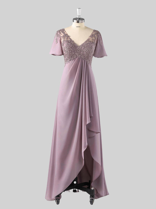 Maret Stylish V-Neck Asymmetrical Mother of the Bride Dresses