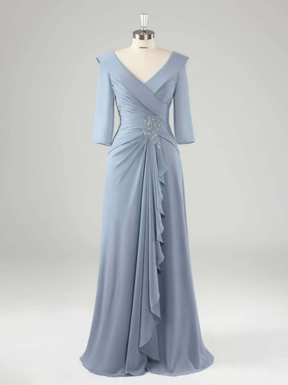 Maribel V-Neck Ruffles A-line Mother of the Bride Dresses