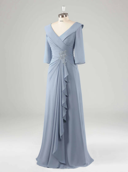Maribel V-Neck Ruffles A-line Mother of the Bride Dresses