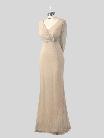 Marol Modern V-neck Ruched Mother of the Bride Dresses with Cape