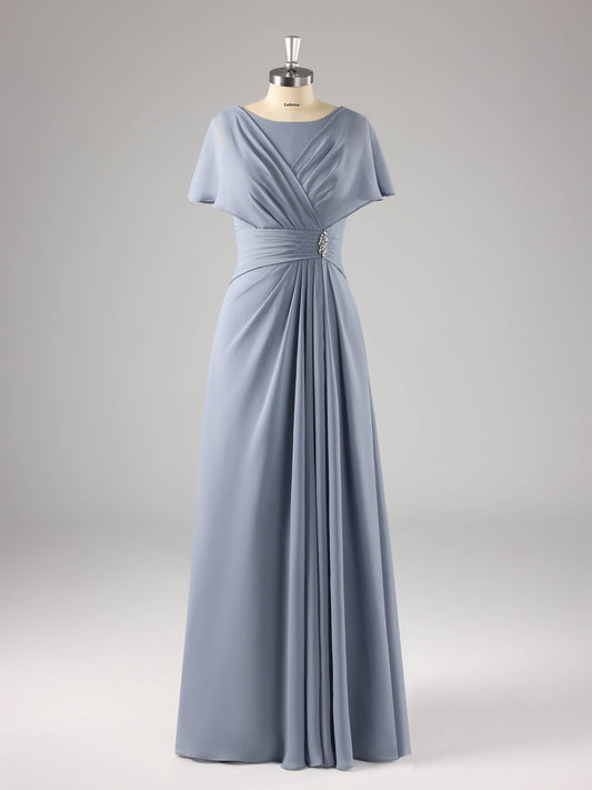 Mavis Chic Scoop A-line Mother of the Bride Dresses with Beaded